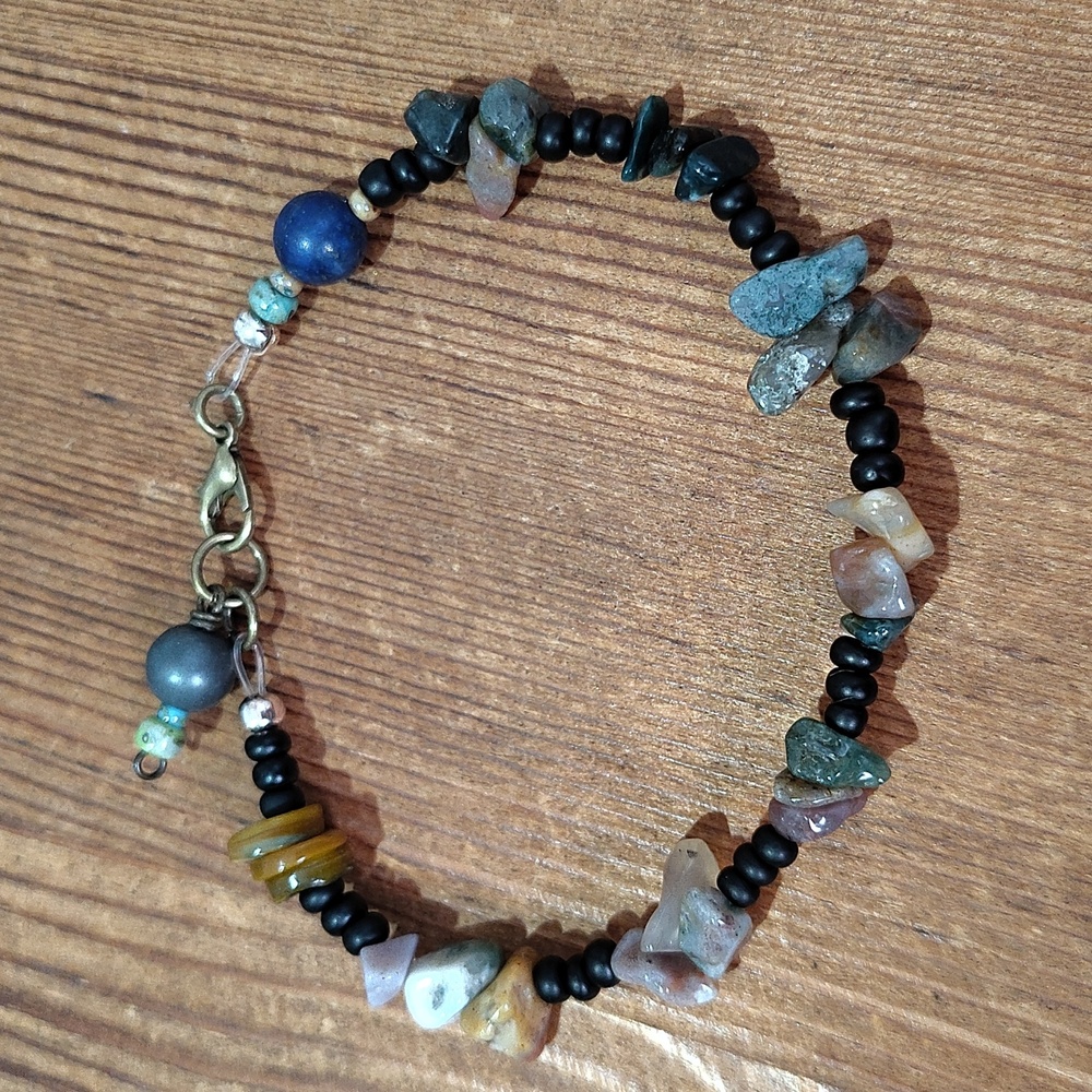 Artisan Beaded Bracelet with Earthy Tones,  Men's Nugget Bracelet